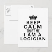 Blijf kalm vertrouwen op mij Ik ben een Logicus Briefkaart (Voorkant / Achterkant)