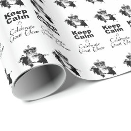 Blijf kalm Vier Geitenjaar White Wrapping Paper Cadeaupapier