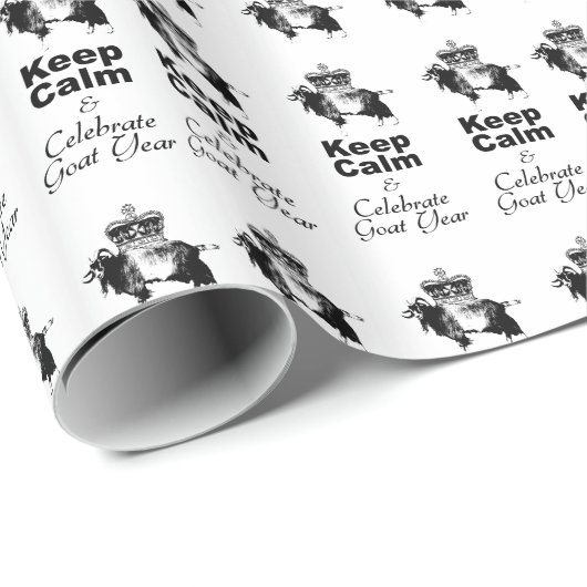 Blijf kalm Vier Geitenjaar White Wrapping Paper Cadeaupapier (Rol Hoek)