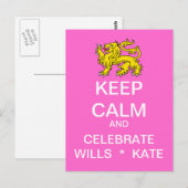 Blijf kalm Vier Wills Kate Briefkaart (Roze) (Voorkant / Achterkant)
