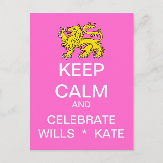 Blijf kalm Vier Wills Kate Briefkaart (Roze) (Voorkant)
