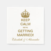  Blijf kalm We gaan trouwen! Goud Servet (Voorkant)
