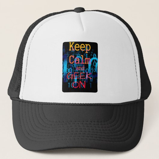 Blijf Kalmaan en Binaire Code Geeks Trucker Pet (Voorkant)
