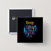 Blijf Kalmaan en Binaire Code Geeks Vierkante Button 5,1 Cm (Voorkant /achterkant)