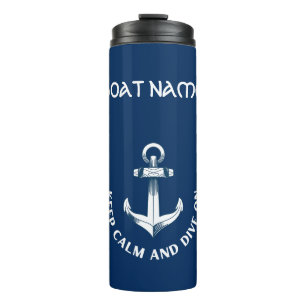 Blijf Kalmaan en Duik Door,Anker Navyblauw Thermosbeker