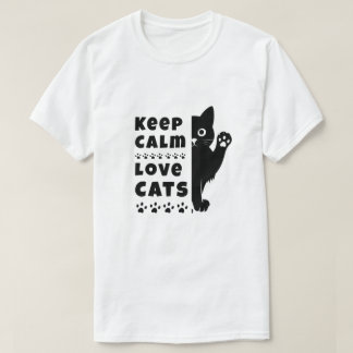 Blijf Kalmaan en Houd van Katten Minimal T-shirt v