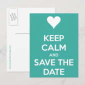 Blijf Kalmaan en Sla de Datum Op in het Blauw Aankondigingskaart (Voorkant / Achterkant)