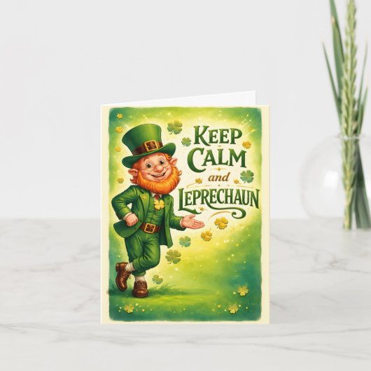 Blijf Kalmaan Leprechaun St. Patrick's Dag Kaart (Voorkant)