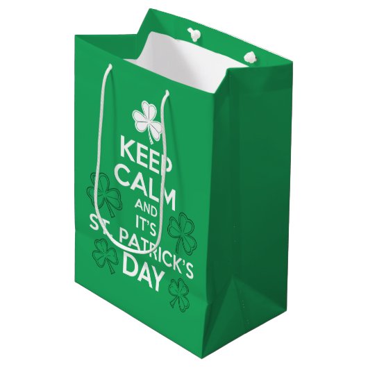 Blijf Kalme Het Is St. Patrick's Dag Iers Medium Cadeauzakje (Voorkant Gekanteld)