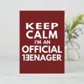 Blijf Kalme ik ben een officiële tiener Kaart (Staand voorkant)