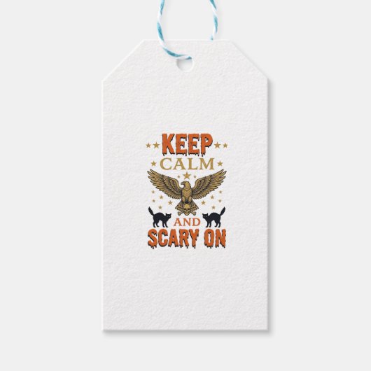 Blijf Kalme Verschrikkelijke Oude Halloween Vector Cadeaulabel (Voorkant)