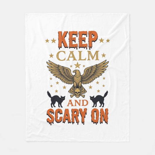 Blijf Kalme Verschrikkelijke Oude Halloween Vector Fleece Deken (Voorkant)