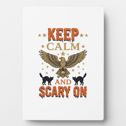 Blijf Kalme Verschrikkelijke Oude Halloween Vector Fotoplaat (voorkant)