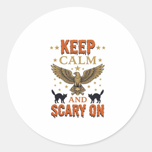 Blijf Kalme Verschrikkelijke Oude Halloween Vector Ronde Sticker (Voorkant)