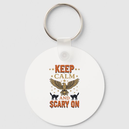 Blijf Kalme Verschrikkelijke Oude Halloween Vector Sleutelhanger (Voorkant)
