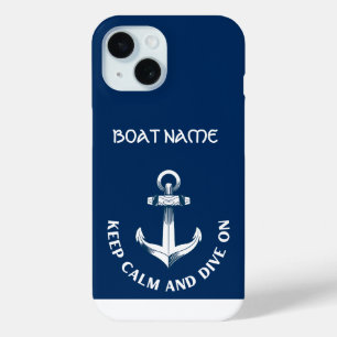 Blijf Kalmeer En Duik Door,Anker Marineblauwe Zome iPhone 15 Case