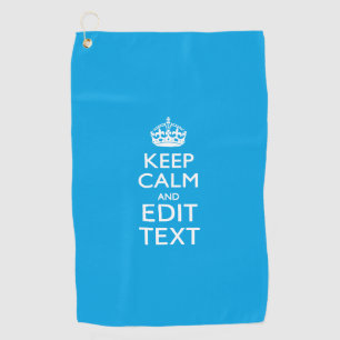 Blijf Kalmeer En Je Tekst in Accent Hemelblauw Golfhanddoek