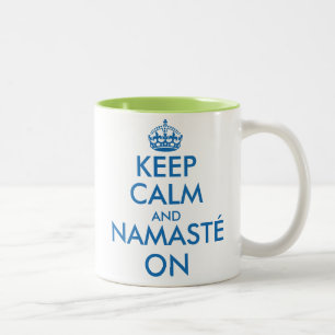 Blijf Kalmeer en Namasté op yoga meditatie mok
