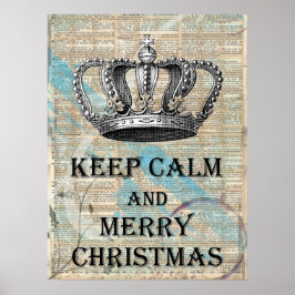 Blijf Kalmeer en Prettig Kerstmis Vintage Kroon Ku Poster