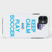Blijf Kalmeer En Speel Voetbal (Blauw) Case-Mate iPhone Case (Achterkant (horizontaal))
