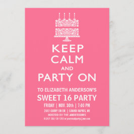 Blijf Kalmeer en Vier Verder Sweet Sixteen Verjaar Kaart