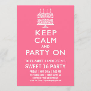 Blijf Kalmeer en Vier Verder Sweet Sixteen Verjaar Kaart