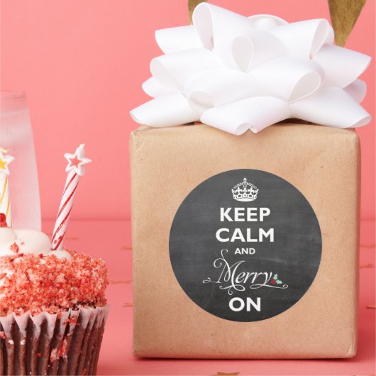 Blijf Kalmeer En Vrolijk Op Schoolbord Grappige Fe Ronde Sticker (Feest)