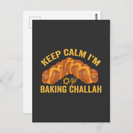Blijf Kalmeer Ik Bak Challah Grappige Hanukkah  Briefkaart (Voorkant / Achterkant)