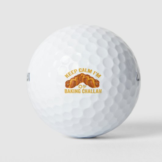 Blijf Kalmeer Ik Bak Challah Grappige Hanukkah Golfballen (Voorkant)