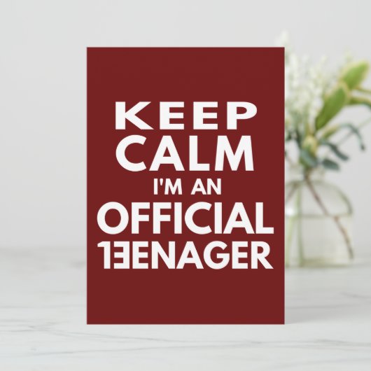 Blijf Kalmeer ik ben een officiële tiener Kaart (Staand voorkant)