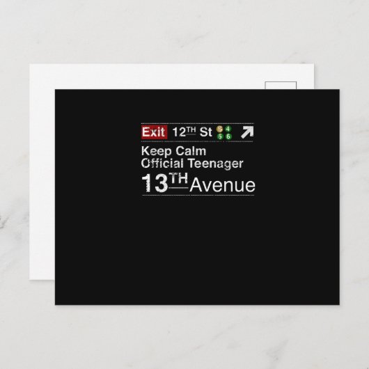 Blijf Kalmeer Ik Ben Officieel Een Tiener, NYC Briefkaart (Voorkant / Achterkant)
