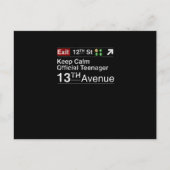 Blijf Kalmeer Ik Ben Officieel Een Tiener, NYC Briefkaart (Voorkant)