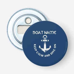 Blijf Kalmeren En Duik Door,Anker Marineblauw Button Flesopener