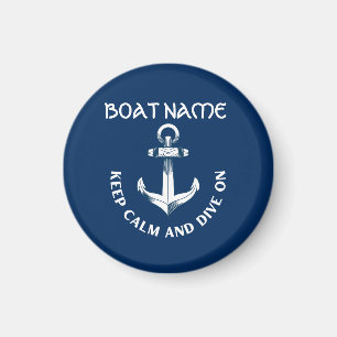 Blijf Kalmeren En Duik Door,Anker Navyblauw  Magneet