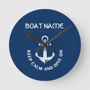 Blijf Kalmeren En Duik Door,Anker Navyblauw Ronde Klok