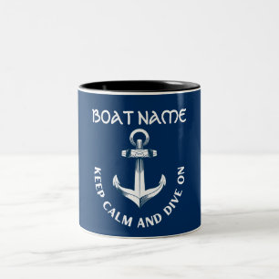 Blijf Kalmeren En Duik Door,Anker Navyblauw Tweekleurige Koffiemok