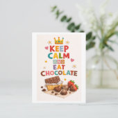 "Blijf Kalmeren en Eet Chocolade" Briefkaart (Staand voorkant)