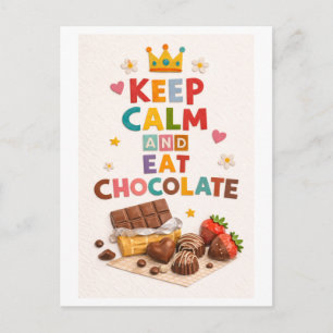 "Blijf Kalmeren en Eet Chocolade" Briefkaart
