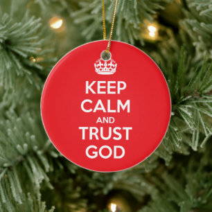 Blijf Kalmeren en Vertrouw op God Keramisch Ornament