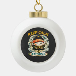 Blijf Kalmpjes & Eet Sushi – Zen Kawaii Sushi Keramische Bal Ornament