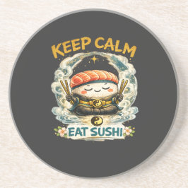 Blijf Kalmpjes & Eet Sushi – Zen Kawaii Sushi Zandsteen Onderzetter