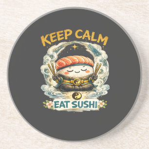 Blijf Kalmpjes & Eet Sushi – Zen Kawaii Sushi Zandsteen Onderzetter