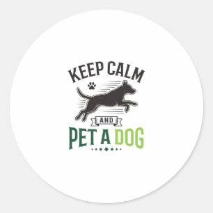 Blijf Kalmpjes en Aai een Hond Vintage Gravure Des Ronde Sticker