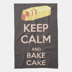 Blijf Kalmpjes en Bak Taart Vintage Poster Theedoek