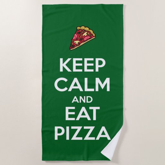 Blijf Kalmpjes en Eet Pizza 2 Strandlaken (Voorkant)