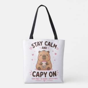 Blijf Kalmpjes en Ga Door Cute Kawaii Capybara-ont Tote Bag