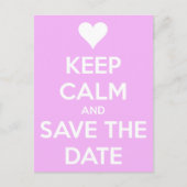 Blijf Kalmpjes en Sla de Datum Op Roze Aankondigingskaart (Voorkant)