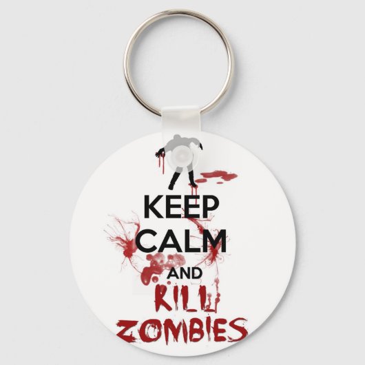 Blijf Kalmpjes en Sla Zombies Dood Sleutelhanger (Voorkant)