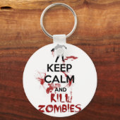 Blijf Kalmpjes en Sla Zombies Dood Sleutelhanger (Voorkant)