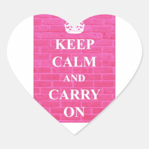 Blijf Kalmpjes & Ga Door Roze Hart Sticker